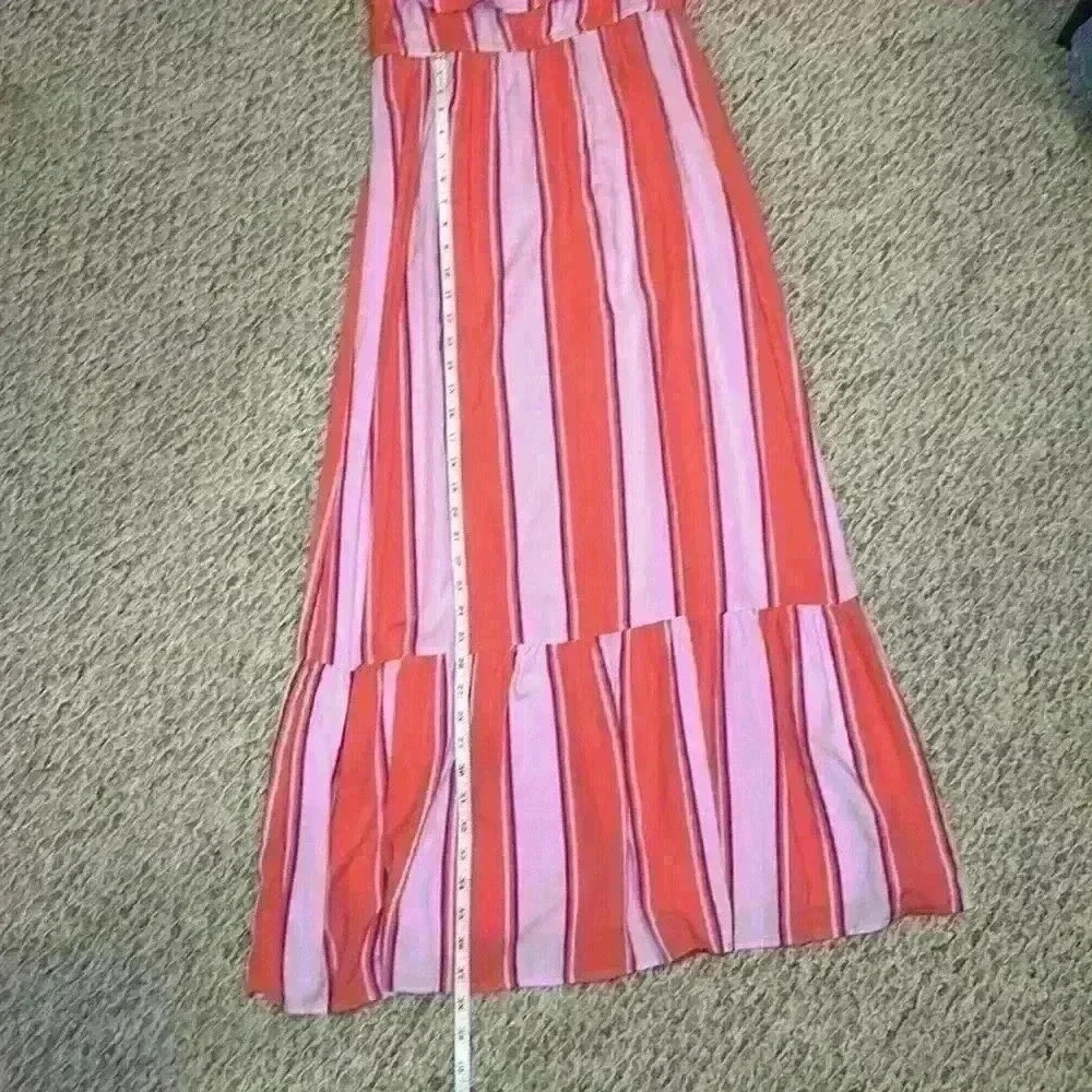 Old Navy Maxi Dress Pink Orange. Adjustable Spaghetti Strap. Layered. Sz Medium - Picture 8 of 10